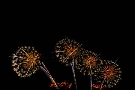 Beautiful colorful firework display at night for celebrate in anniversaryの写真素材