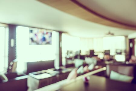 Abstract blur coffee shop and restaurant interior room for backgroundの写真素材