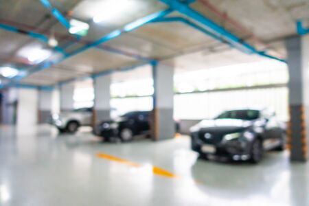 Abstract blur car parking interior for background