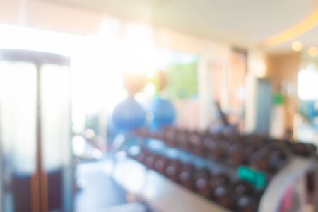 Abstract blur gym interior with fitness equipmentの写真素材