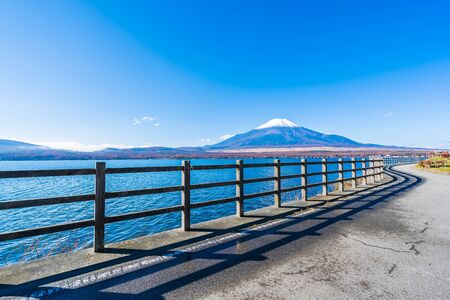 Beautiful landscape of mountain fuji around yamanakako lake Japanの写真素材