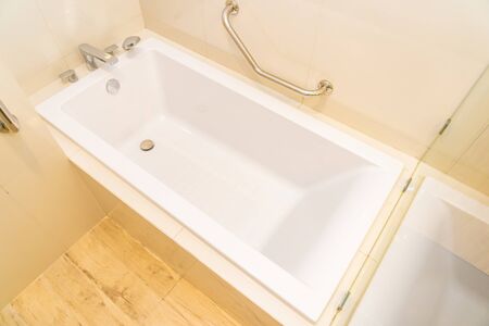 Empty white bathtub decoration interior of toilet and bathroomの写真素材