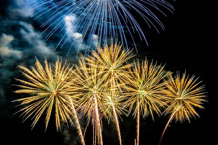 Beautiful colorful firework display at night for celebrate in festival anniversaryの写真素材
