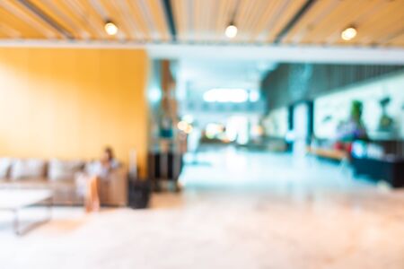 Abstract blur and defocus lobby decoration in hotel for background