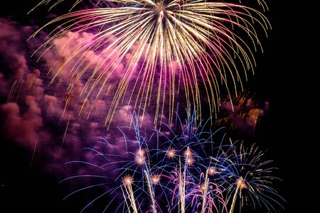 Beautiful colorful firework display at night for celebrate in festival anniversary