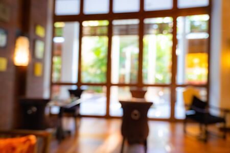 Abstract blur defocus coffee shop cafe and restaurant interior backgroundの写真素材