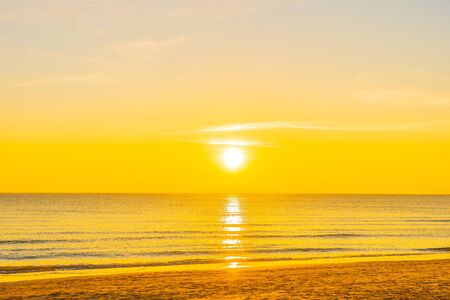 Beautiful tropical nature beach sea ocean at sunset or sunrise time for travelの写真素材