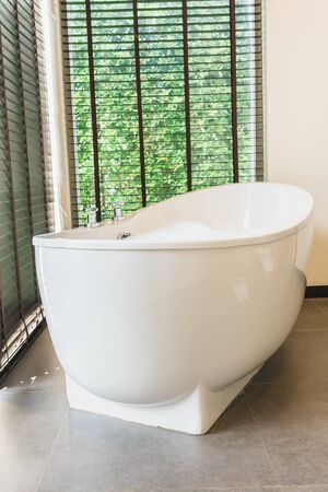 Beautiful luxury white bathtub decoration interior of bathroom for spaの写真素材
