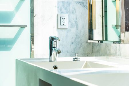 Faucet water and sink decoration interior of bathroom and toiletの写真素材