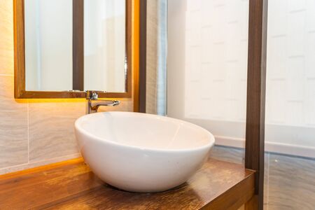 Faucet sink water decoration interior of bathroomの写真素材