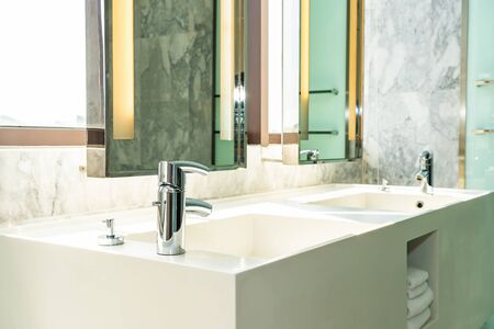 Faucet water and sink decoration interior of bathroom and toiletの写真素材