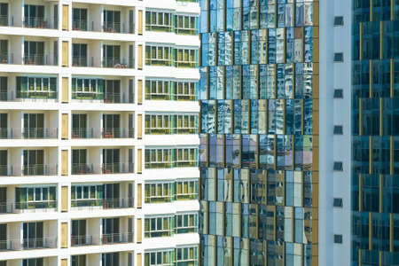 Abstract window exterior of business building architecture in cityの写真素材