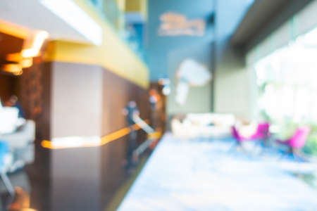 Abstract blur hotel lobby interior and hall for backgroundの写真素材