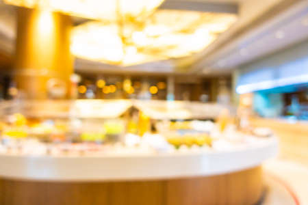 Abstract blur restaurant buffet and cafe in hotel interior for backgroundの写真素材