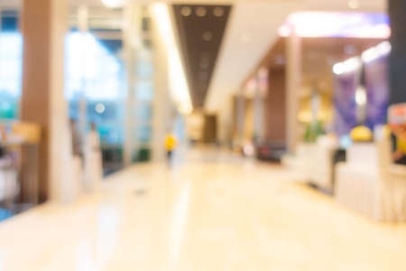 Abstract blur and focus luxury hotel lobby hall lounge interior for background