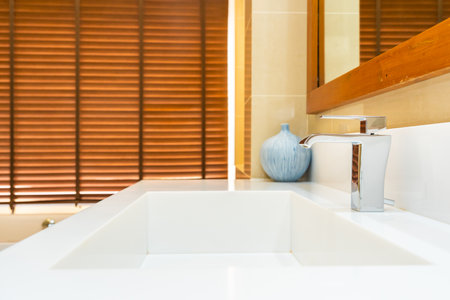 Faucet sink water decoration interior of bathroomの写真素材