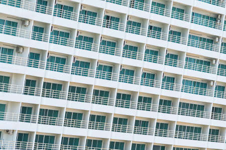 Abstract exterior building architecture and balcony with window pattern for backgroundの写真素材