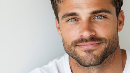 A charming man with captivating eyes and warm smileの素材