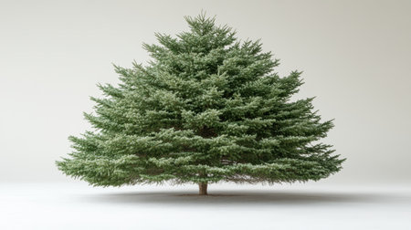 A Majestic cedar tree with lush green foliage on neutral backgroundの素材