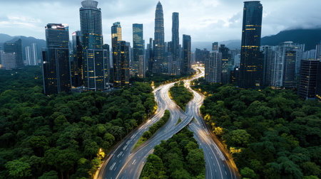 A vibrant smart city with integrated AI solutions for traffic managementの素材