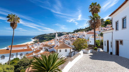 A Picturesque view of historic town of Sintra with coastal sceneryの素材