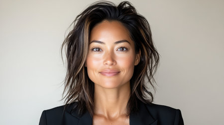 An Elegant Asian woman with chic hairstyle and confident expressionの素材