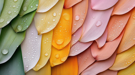 A Colorful flower petals with water droplets create vibrant, fresh lookの素材