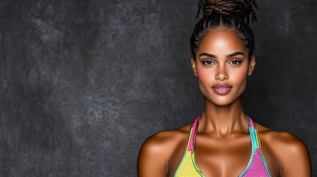 A Colorful sport bra model showcasing confidence and styleの素材