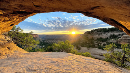 A stunning sunrise view from rock formation, showcasing Grand Canyon beautyの素材