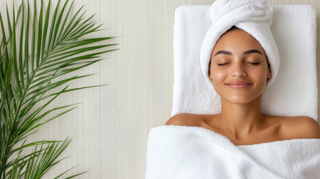 A Relaxing spa day with woman enjoying tranquility and comfortの素材
