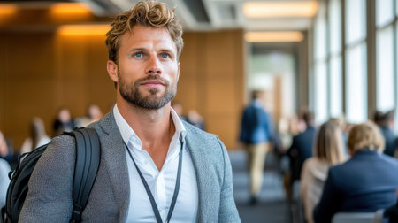 An Inspiring business seminar attendee with confident expressionの素材