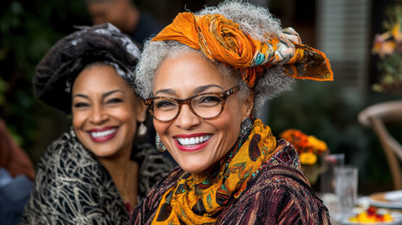 A Joyful women smiling together at gathering, showcasing friendship and warmthの素材