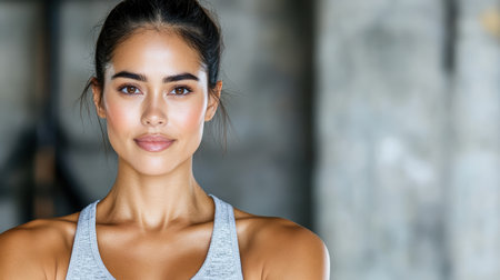 A Determined woman in sport bra with confident expressionの素材