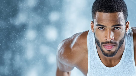 A Focused athlete training hard, filled with determination and strengthの素材