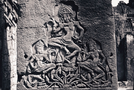 antiques at Angkor Wat in Cambodiaの写真素材