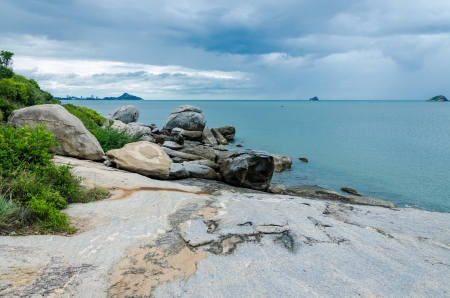 Rock on the beach so beautiful in Khao Taoの写真素材