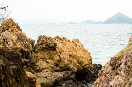 Rock on the beach so beautiful in kho karmの写真素材