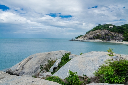 Rock on the beach so beautiful in Khao Taoの写真素材