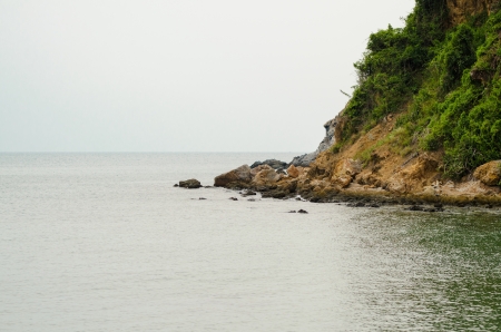 Rock on the beach so beautiful in kho karmの写真素材