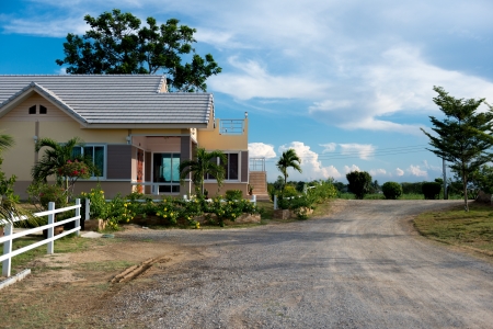 House on the hill and beautiful skyのeditorial素材