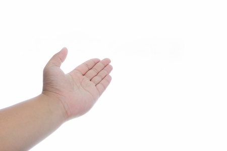 hand of man on white backgroundの写真素材