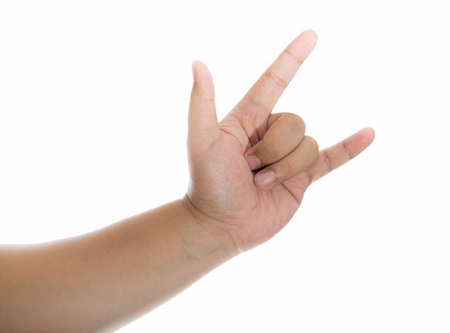 I love you hand symbolic on white backgroundの写真素材