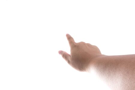 isolated male hand touching or pointing to somethingの写真素材