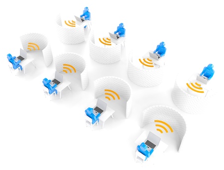 Human group firewall Computer Network wifi 3D Renderの写真素材