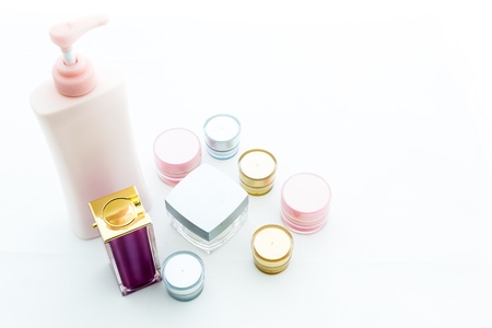 Cosmetic skin care on white backgroundの写真素材