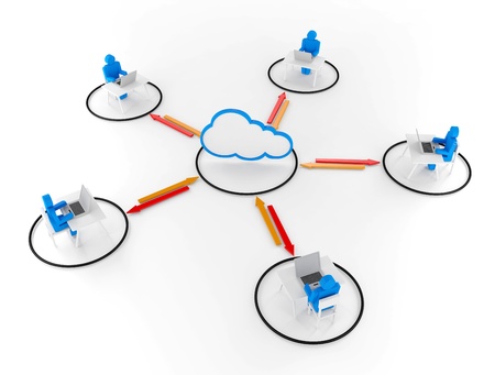 Human Group Work with Cloud NetWork. 3D Image for Illustration conceptの写真素材