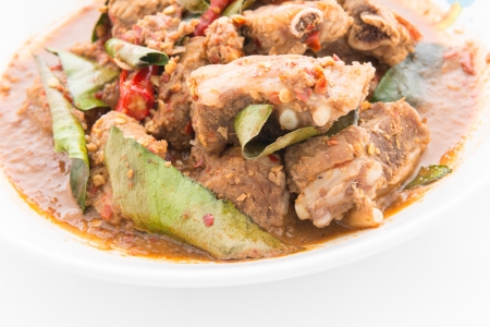 Thai food stly. Fried spicy pork rib.の写真素材