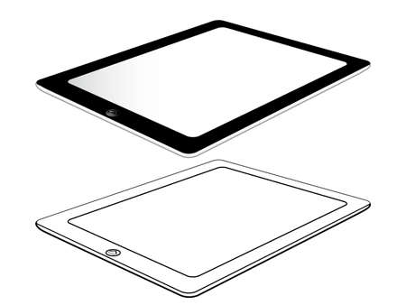 Black Tablet With Home Button Isolated On White. Right Viewのイラスト素材