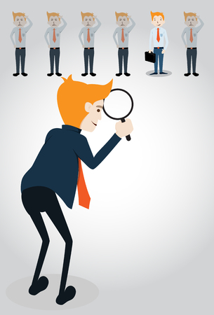 businessman choosing worker from group of businesspeopleのイラスト素材