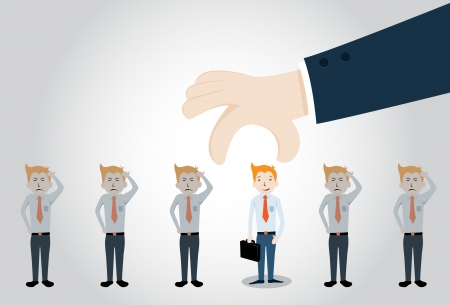 businessman choosing worker from group of businesspeopleのイラスト素材